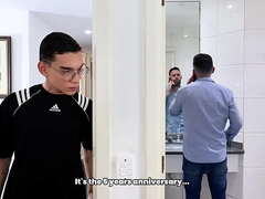 Kaio Paulista and Ryan Ross get a helping forearm from a mischievous dude adjacent to a hefty penis